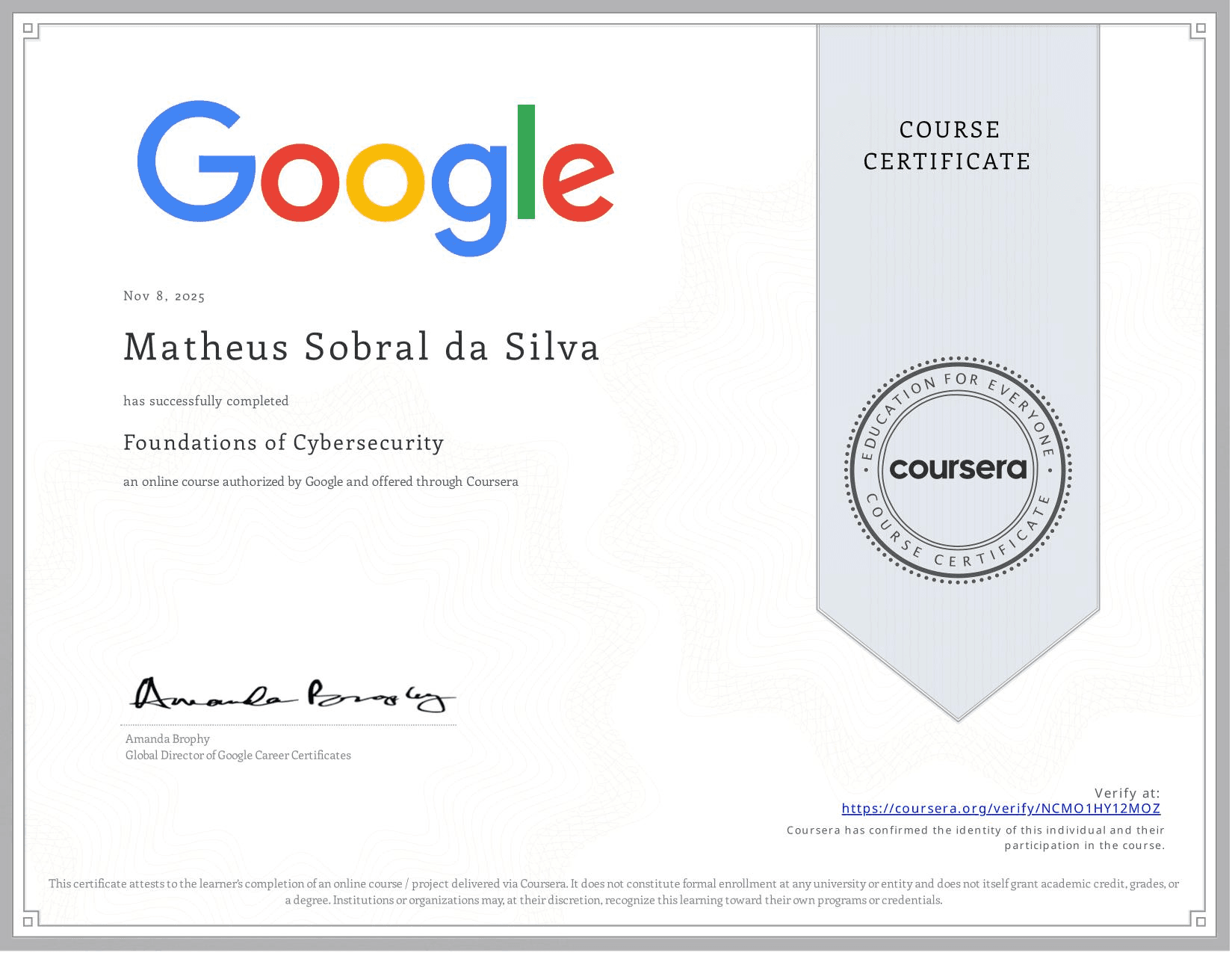 Google Cybersecurity Foundations